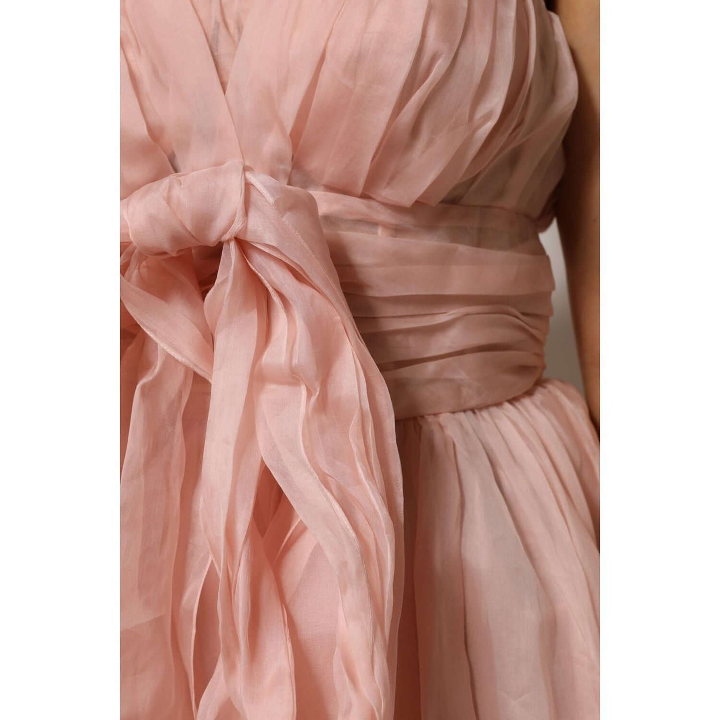 Dolce & Gabbana Pink Silk Chiffon A-line Pleated Midi Dress DR81480-42