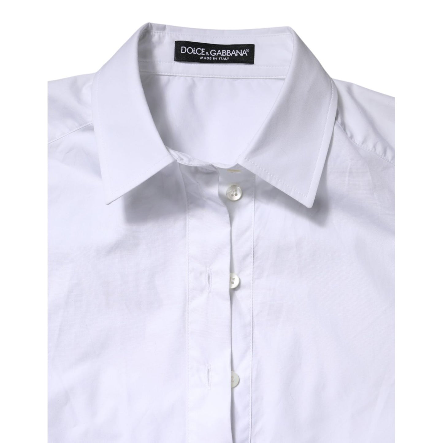 Dolce & Gabbana White Cotton Short Sleeves Collared Polo Top