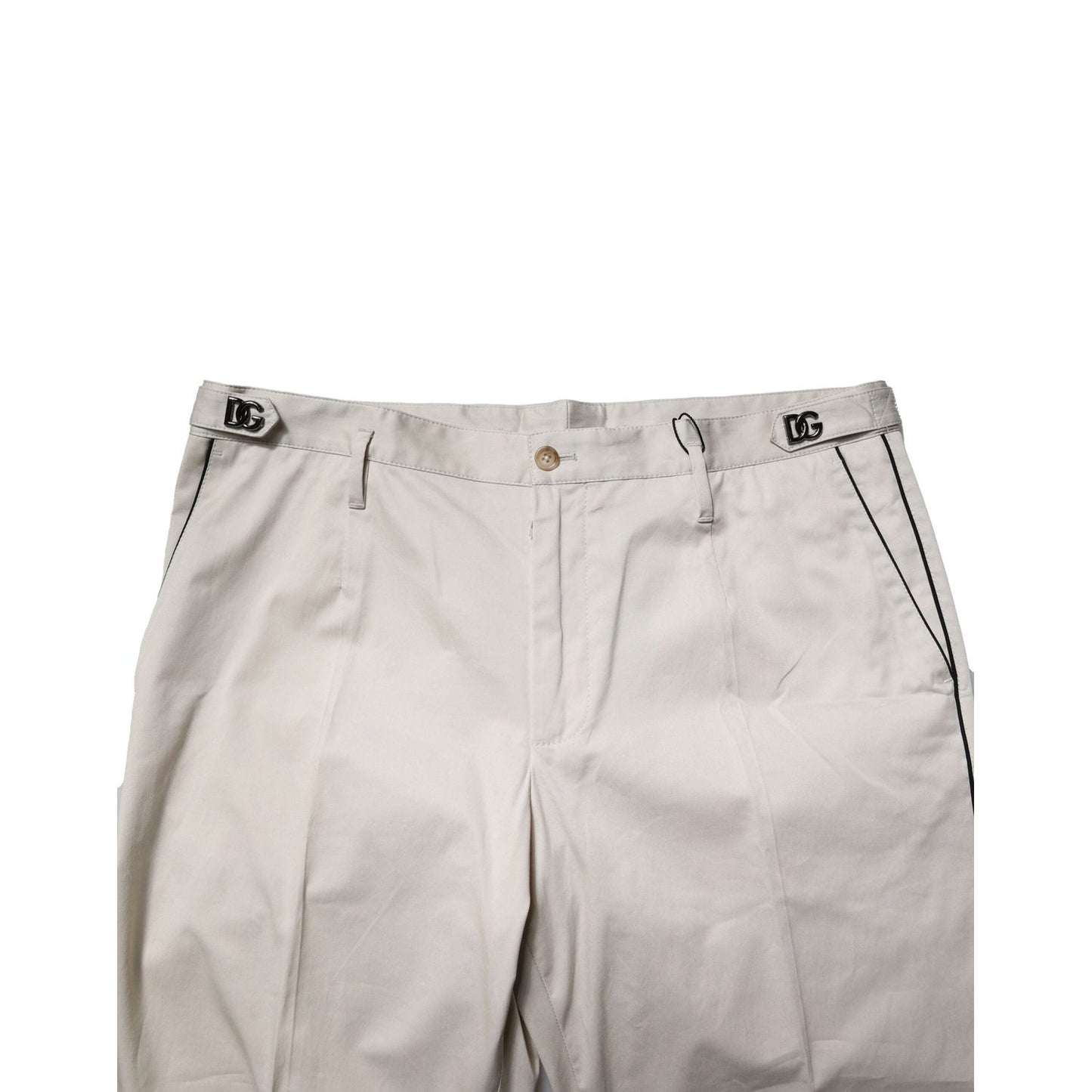 Dolce & Gabbana White Cotton Dress Slim Formal Pants PAN76459-52