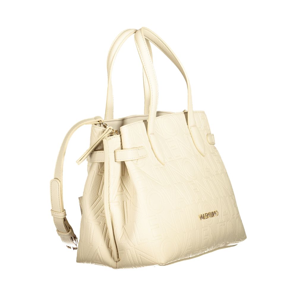 Mario Valentino Beige Polyethylene Women Handbag with dual straps and spacious compartments for versatile styling.