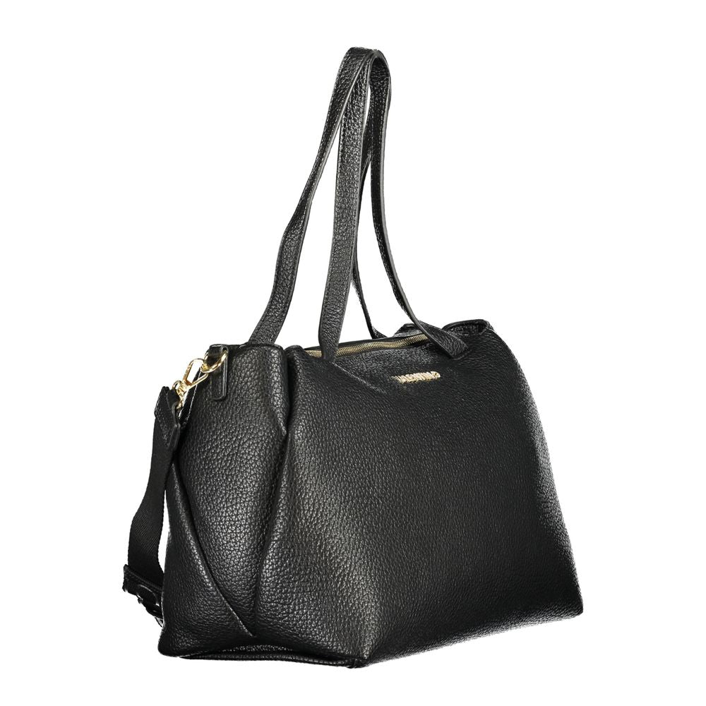 Mario Valentino Black Polyethylene Women Handbag with dual shoulder handles and removable strap.