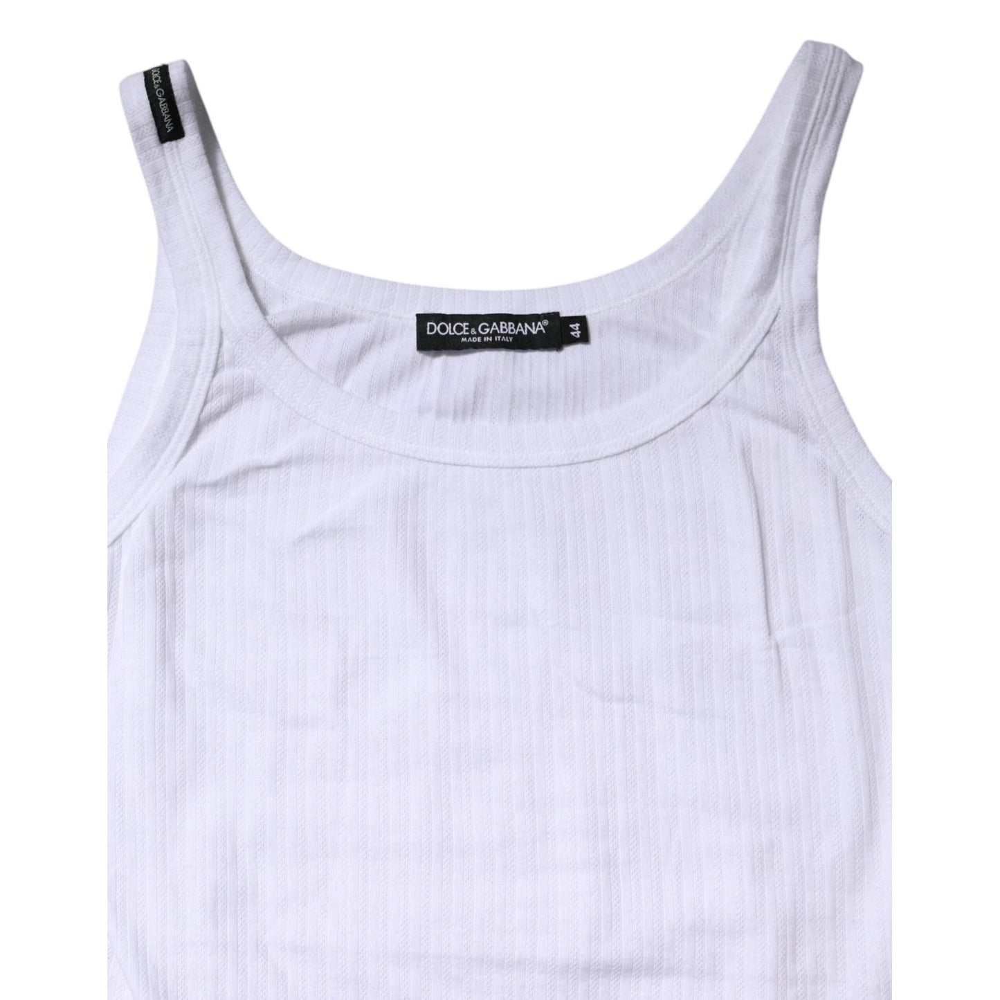 Dolce & Gabbana White Cotton Round Neck Sleeveless Tank Top