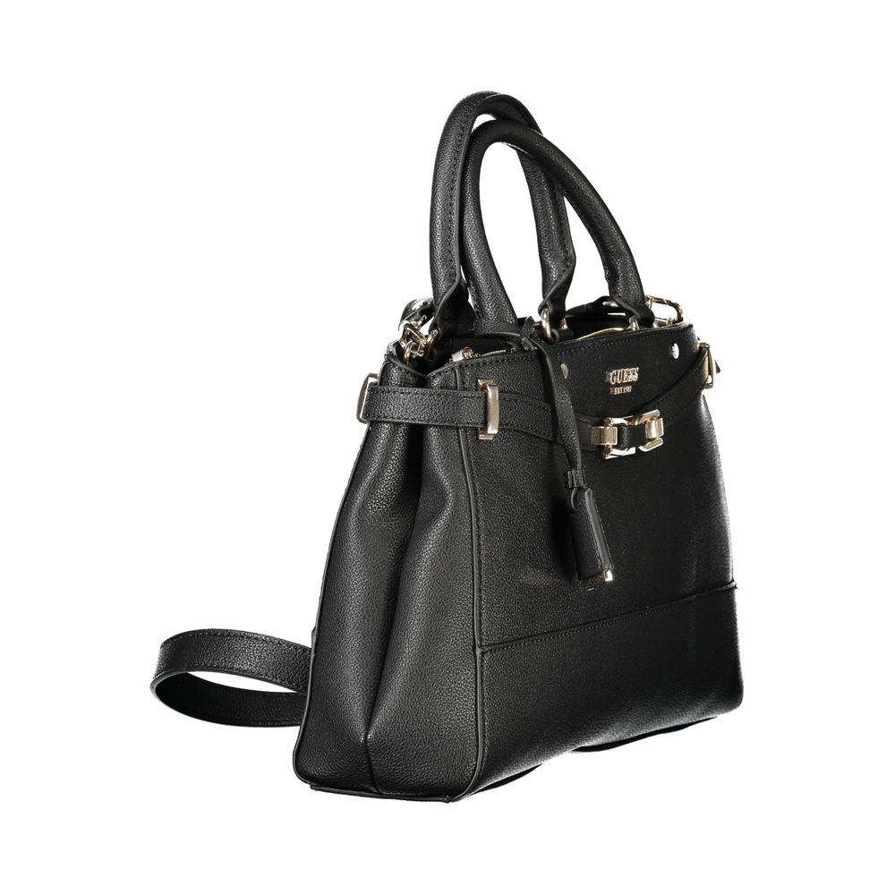 Guess Jeans Black Polyethylene Handbag with handles and strap, external pocket, compartments, and protective feet.