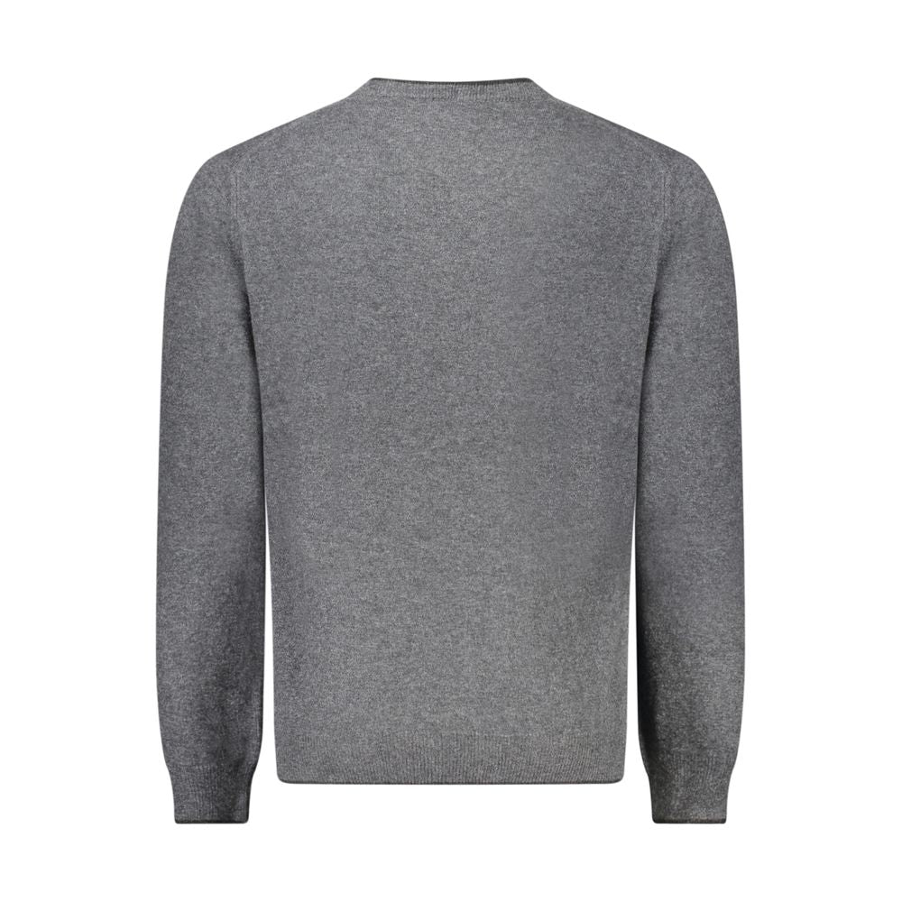 Back view of North Sails Gray Cashmere Sweater with long sleeves, crew neck, contrasting details, and embroidered logo.