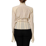 Dolce & Gabbana Light Yellow Ascot Collar Buttoned Blouse Top