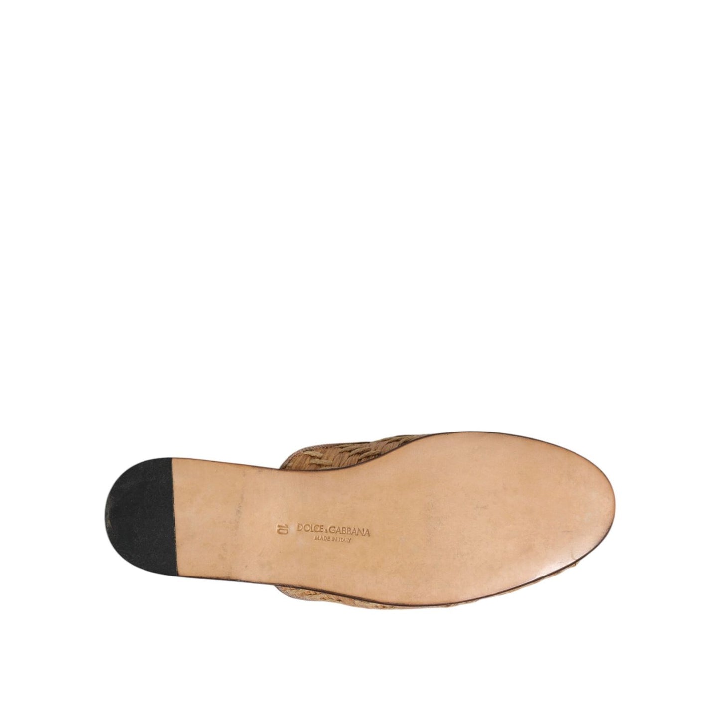 Dolce & Gabbana Beige Rattan Flat Mule Men Sandals Shoes