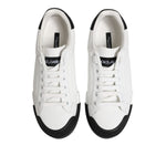 Dolce & Gabbana White Black Logo Leather Lace Up Sneakers Shoes MV7462-40