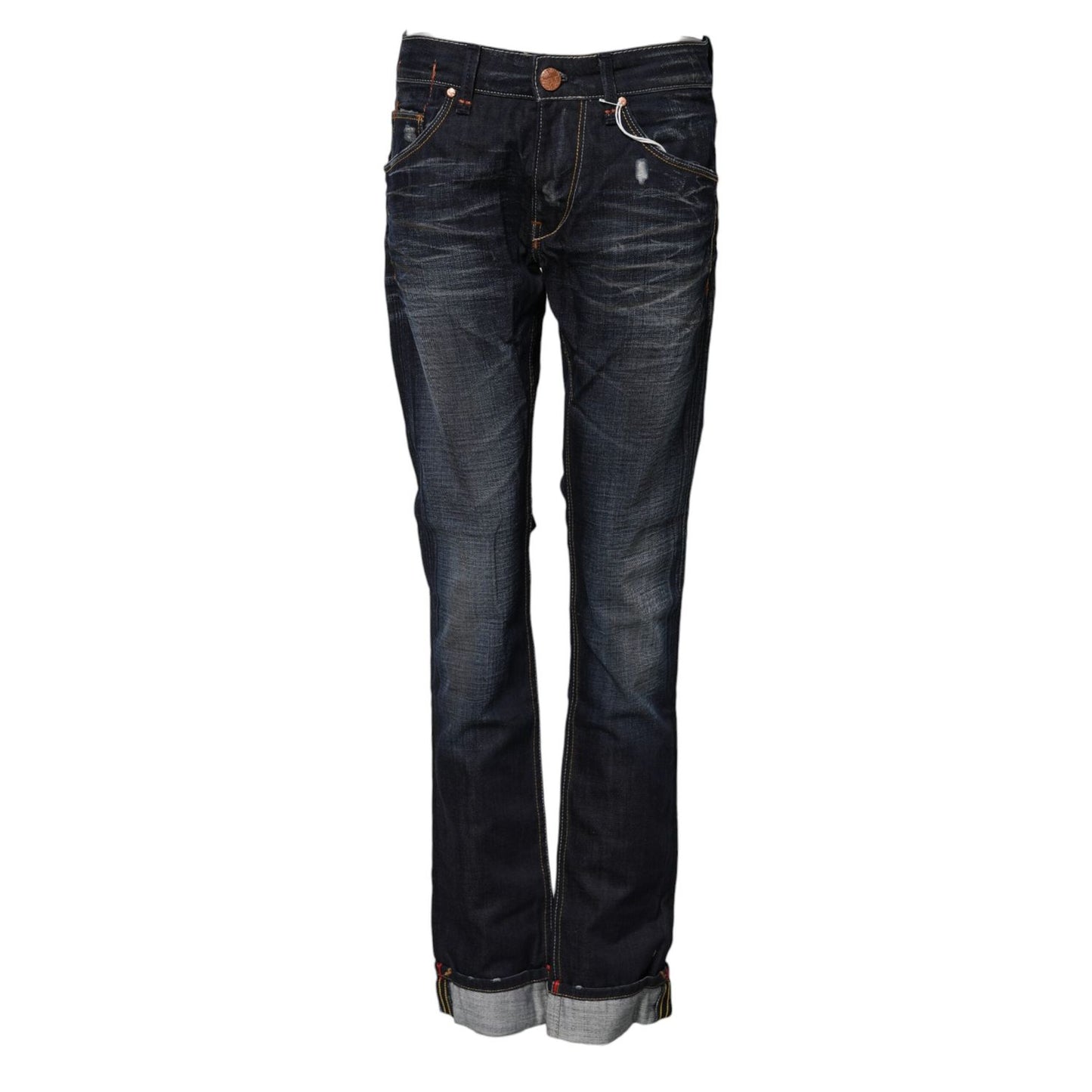 Acht Blue Washed Cotton Mid Waist Flared Denim Jeans PAN71838-30