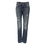 Dolce & Gabbana Blue Cotton Boyfriend Tattered Denim Jeans PAN75689-36