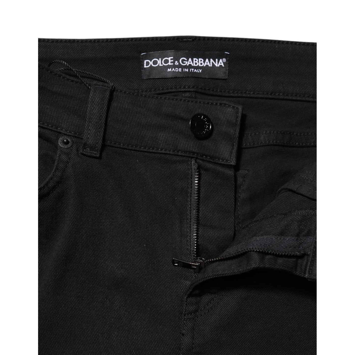 Dolce & Gabbana Black Cotton Skinny Mid Waist Denim Jeans PAN75945-38