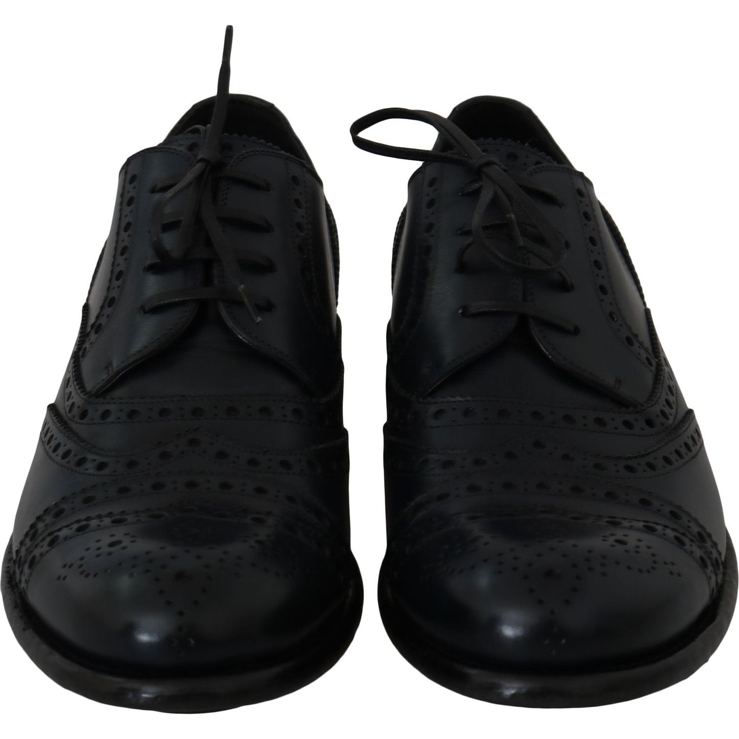 Dolce & Gabbana Dark Blue Leather Wingtip Oxford Dress Shoes