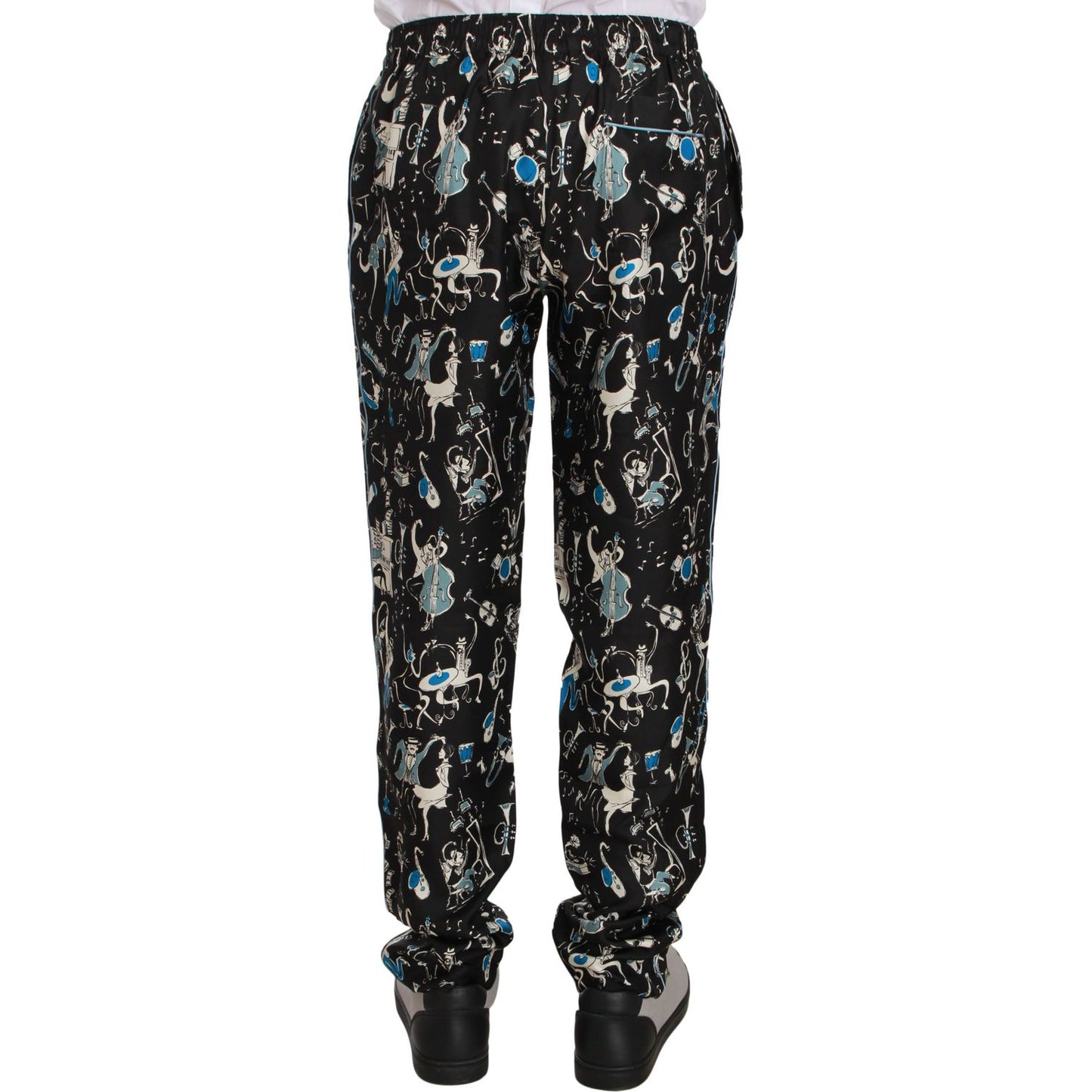 Dolce & Gabbana Elegant Silk Lounge Pants with Unique Print Jeans & Pants Dolce & Gabbana Black
