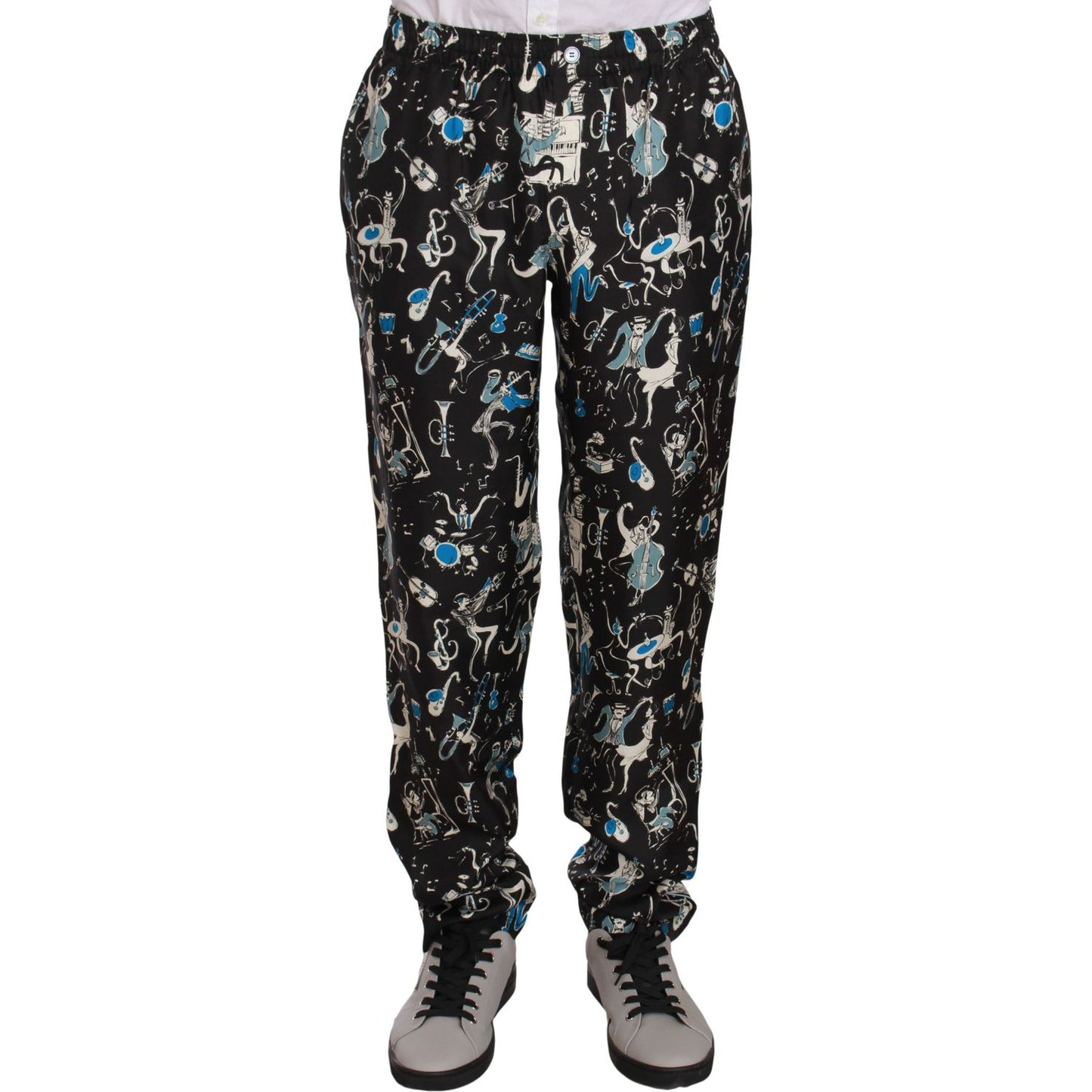 Dolce & Gabbana Elegant Silk Lounge Pants with Unique Print Jeans & Pants Dolce & Gabbana Black