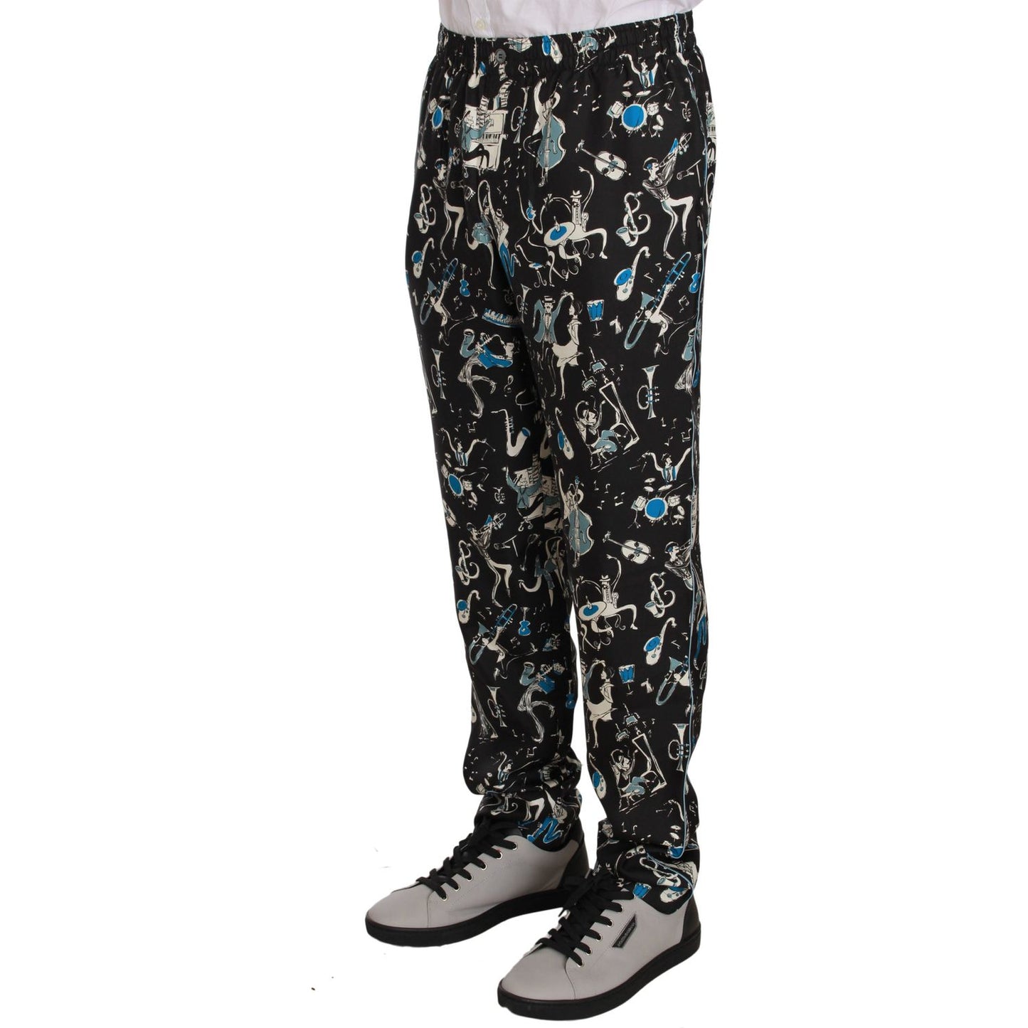 Dolce & Gabbana Elegant Silk Lounge Pants with Unique Print Jeans & Pants Dolce & Gabbana Gray