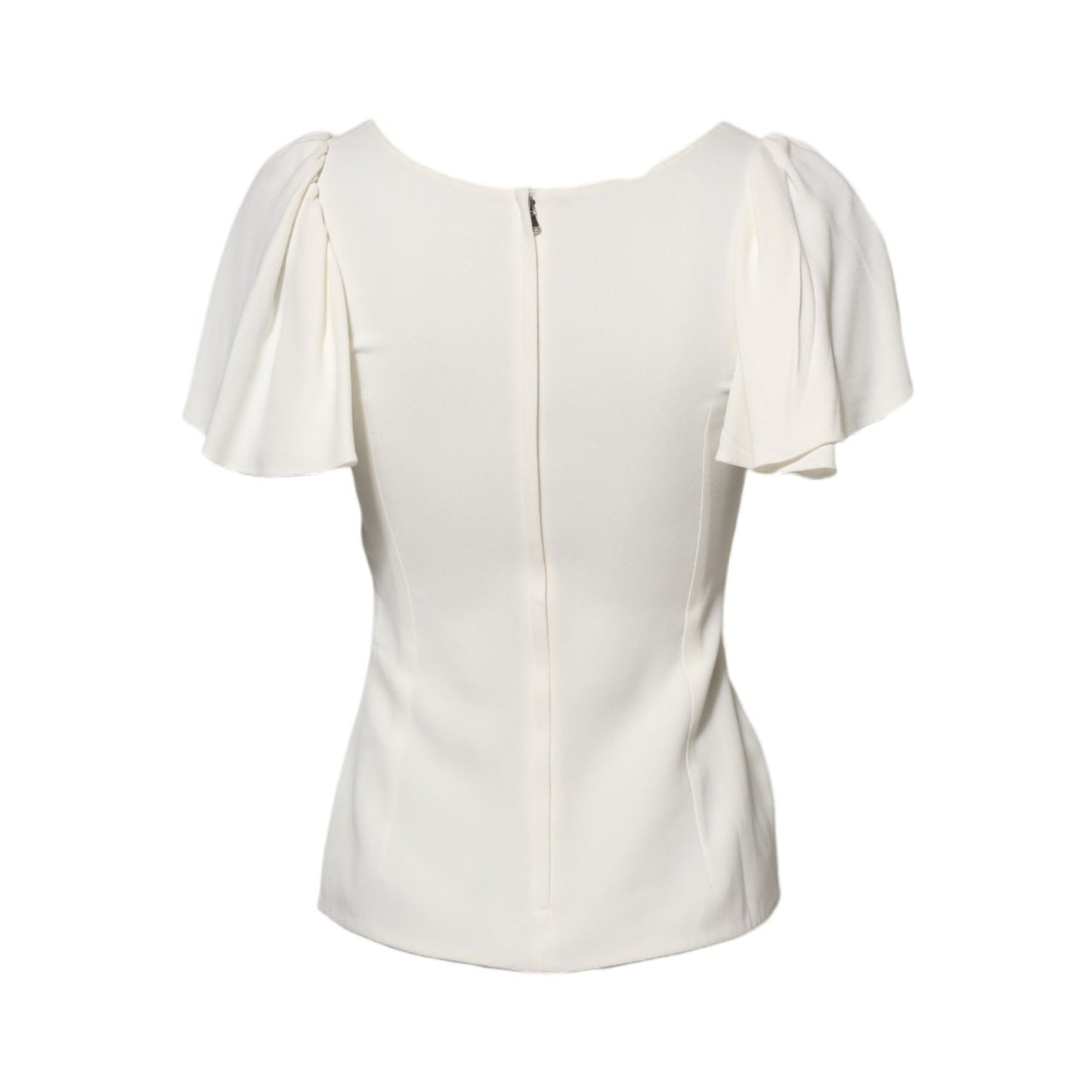 Dolce & Gabbana White Round Neck Short Sleeves Blouse Top