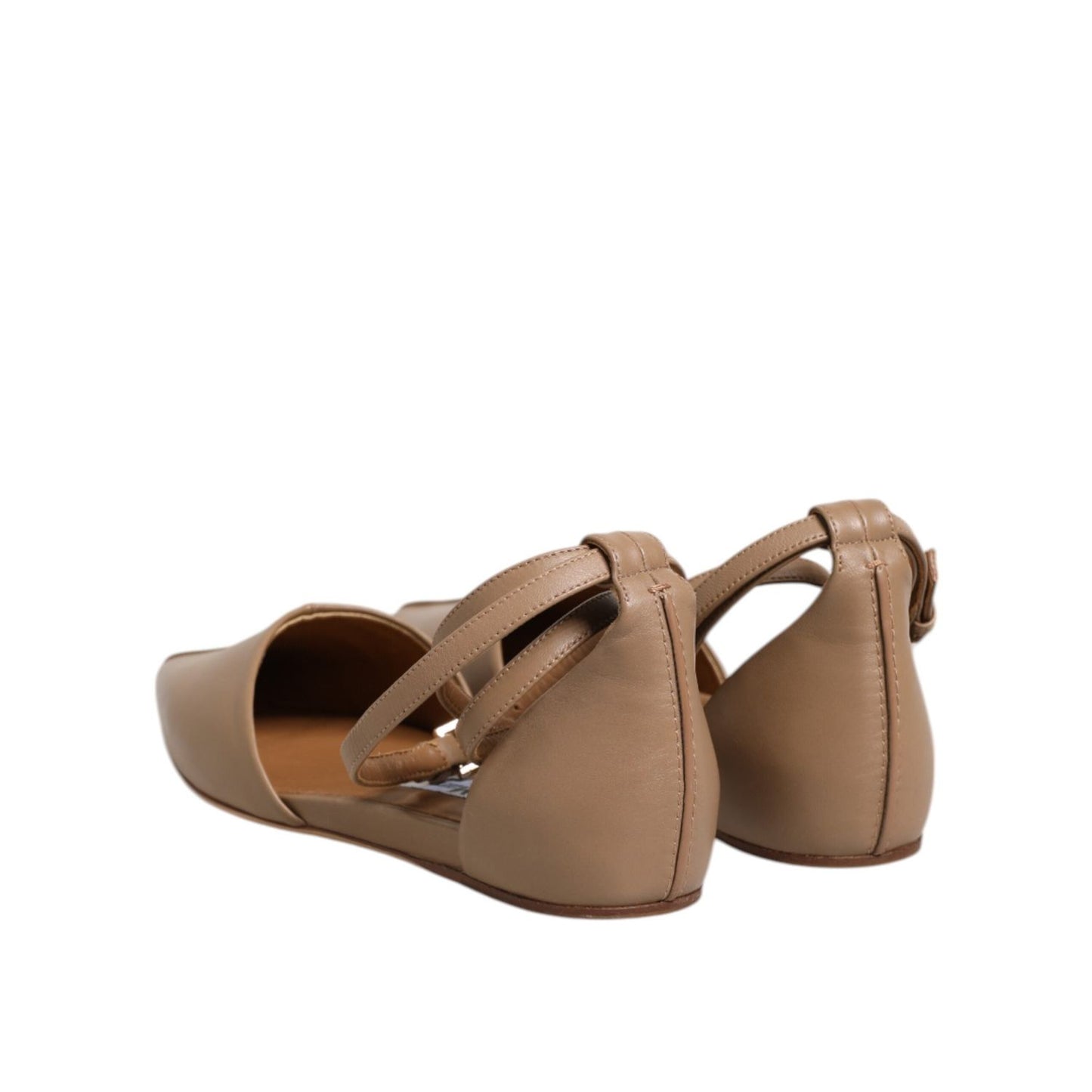 Max Mara Beige Leather Pointed Toe Sandals Ballet Flat Shoes LA12588-37