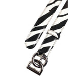 Dolce & Gabbana Black White Leather Silver Metal Buckle Belt WMB536-70