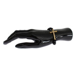 Nialaya Matte Onyx Stone Gold CZ Cross 925 Silver Bracelet SIG19014-3