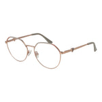 Guess Rose Gold Women Glasses Frame, square full-rim metal design with demo lenses, includes branded case.