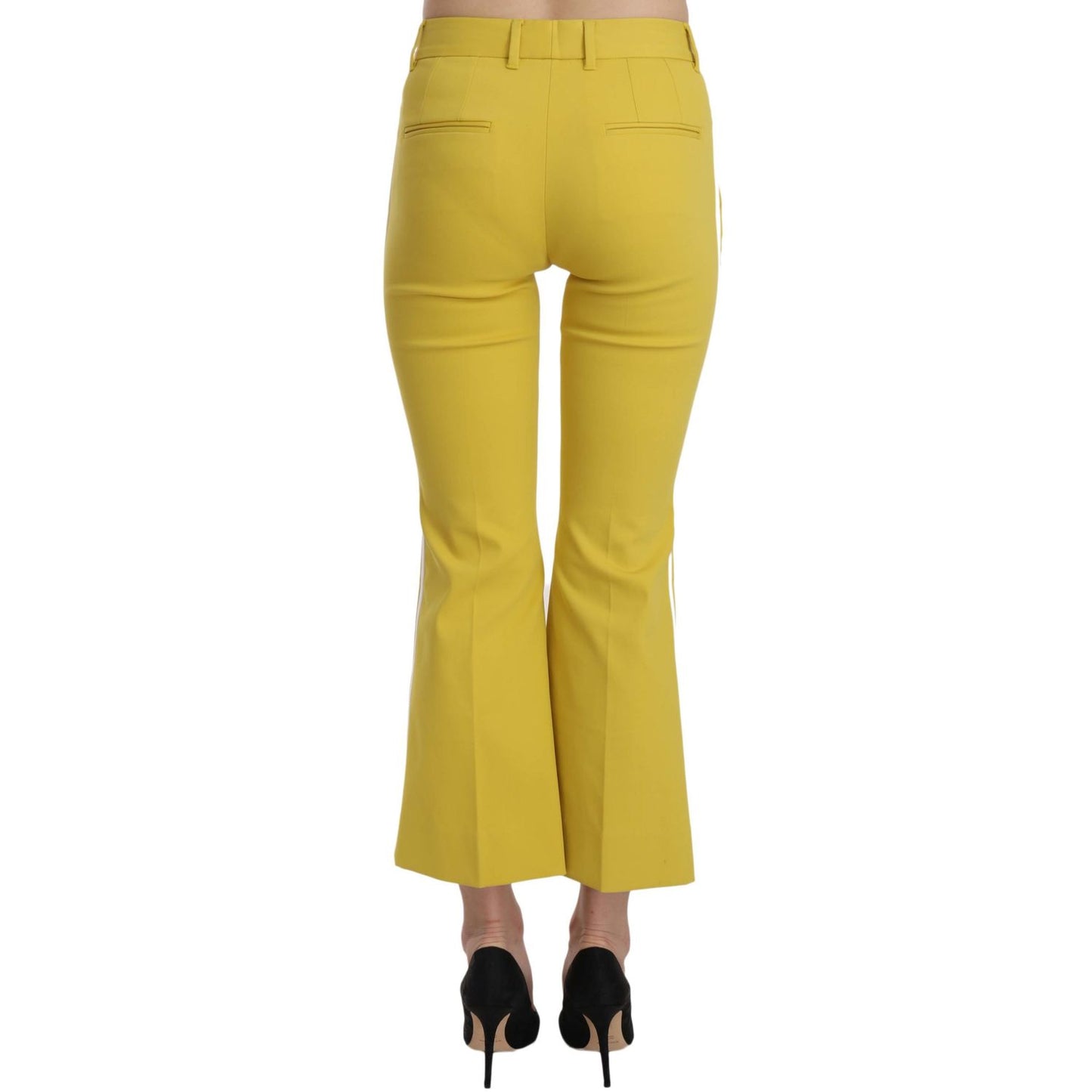 Dolce & Gabbana Yellow Flared Bootcut Capri Cotton Pants