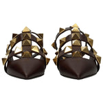 Valentino Garavani Brown Leather Flat Sandals VA-8547150561545-EU36/US6