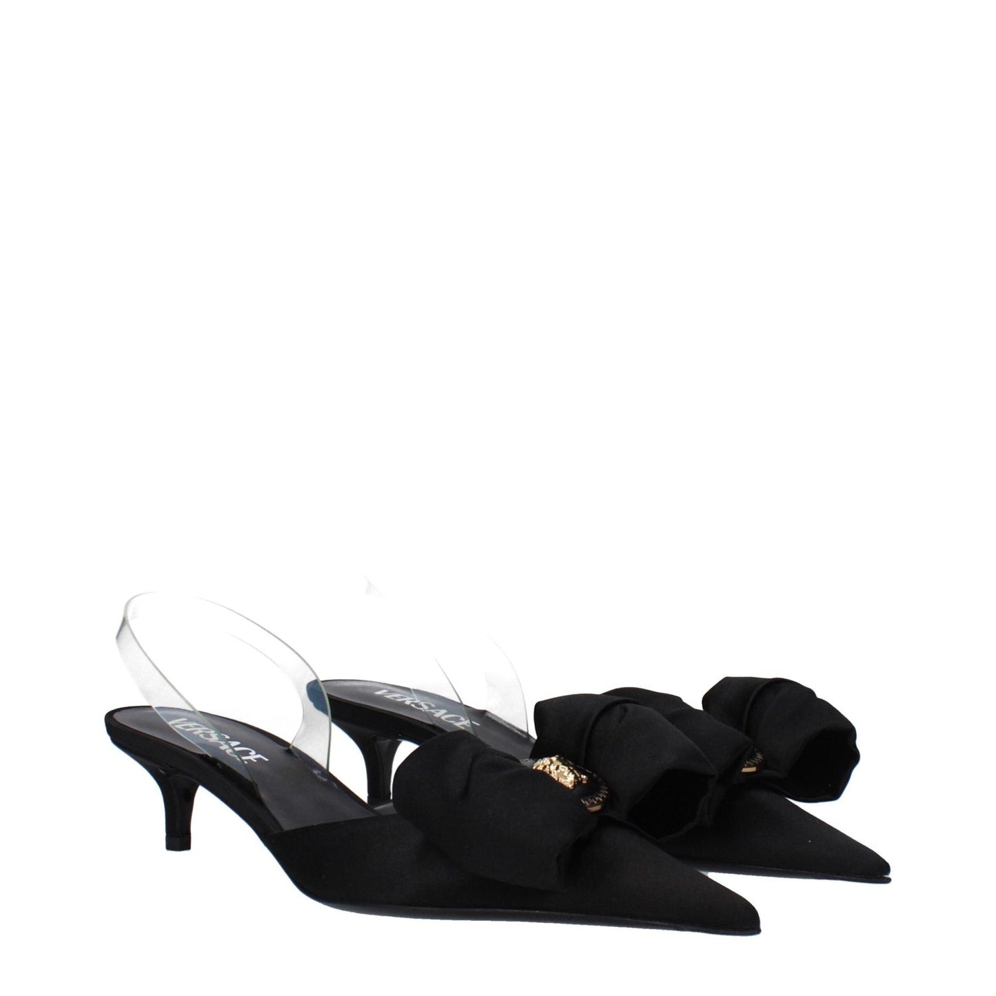 Versace Black Satin Flat Sandals VE-14884877304073-EU36/US6