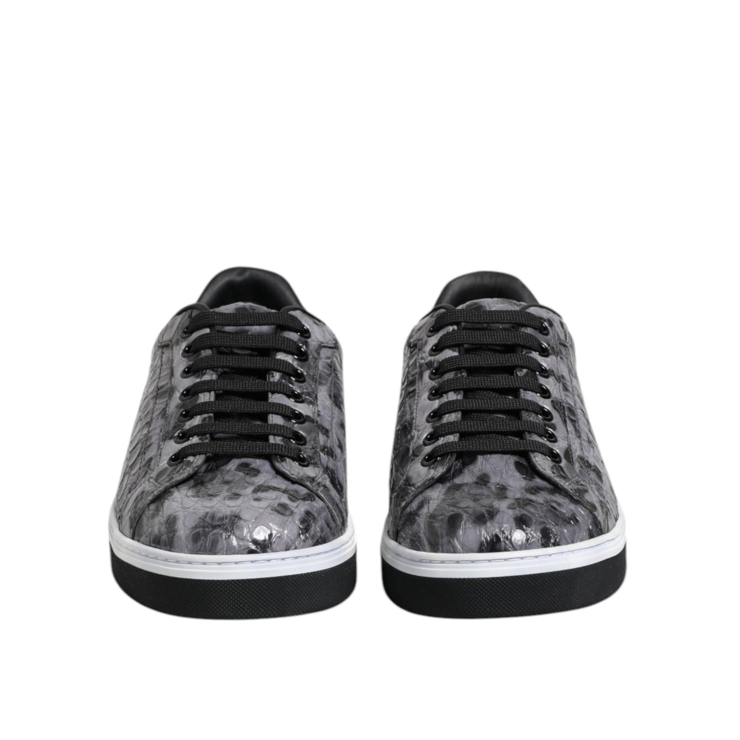 Dolce & Gabbana Gray Leather Leopard Low Top Sneakers Shoes MV7727-39