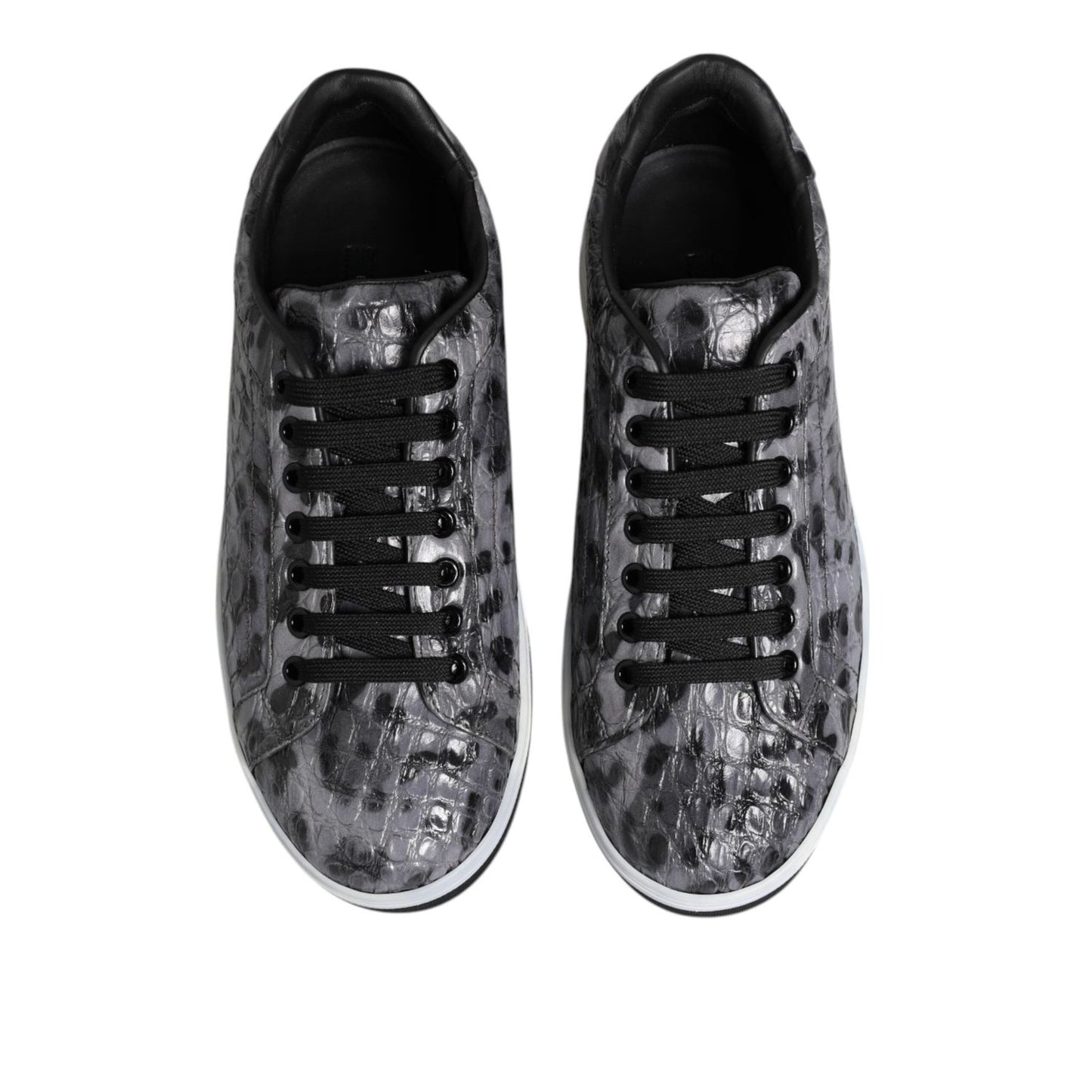 Dolce & Gabbana Gray Leather Leopard Low Top Sneakers Shoes MV7727-39