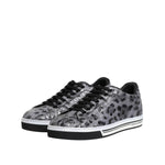 Dolce & Gabbana Gray Leather Leopard Low Top Sneakers Shoes MV7727-39