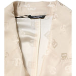 Dolce & Gabbana Beige Polyester Logo Monogram Coat Jacket JKT41512-50