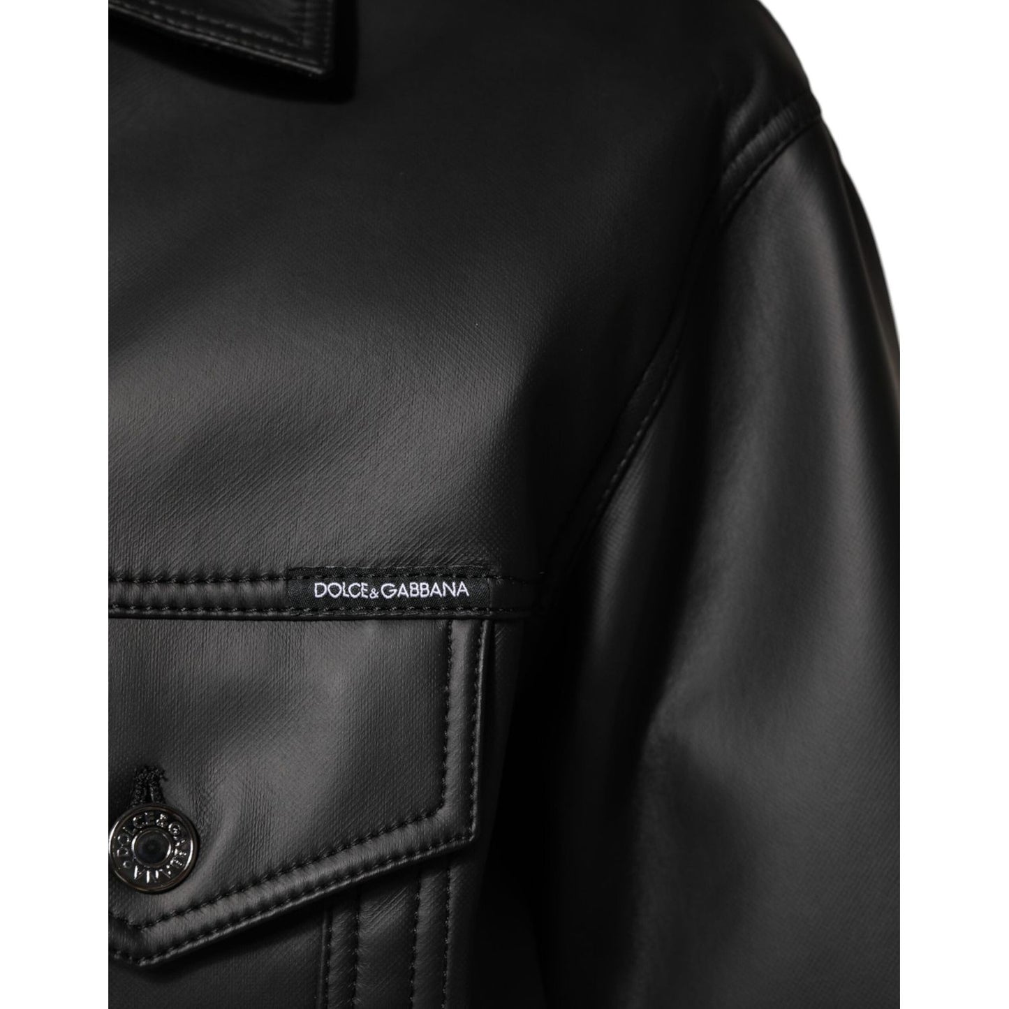 Dolce & Gabbana Black Polyester Button Down Biker Jacket JKT41518-48