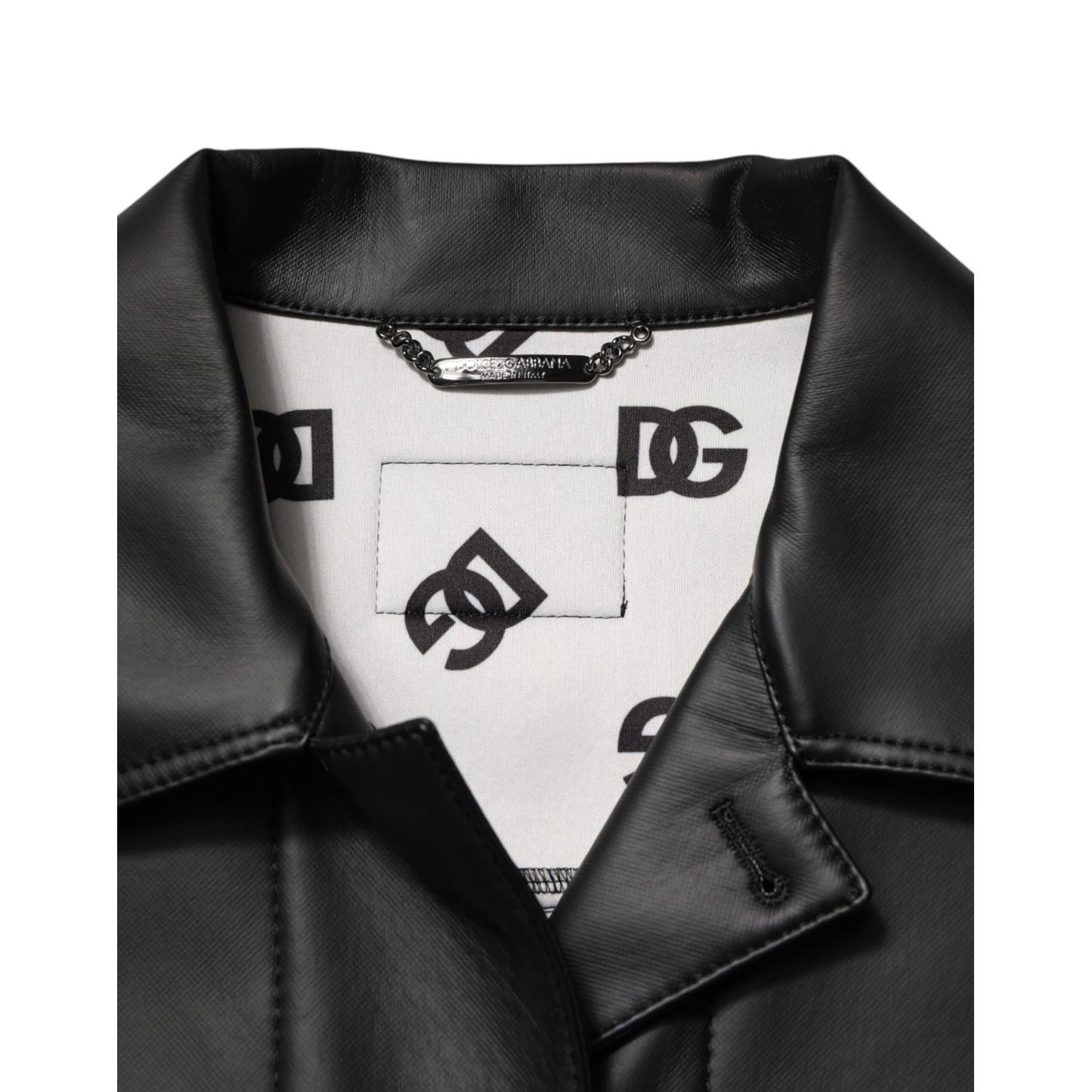 Dolce & Gabbana Black Polyester Button Down Biker Jacket JKT41518-48
