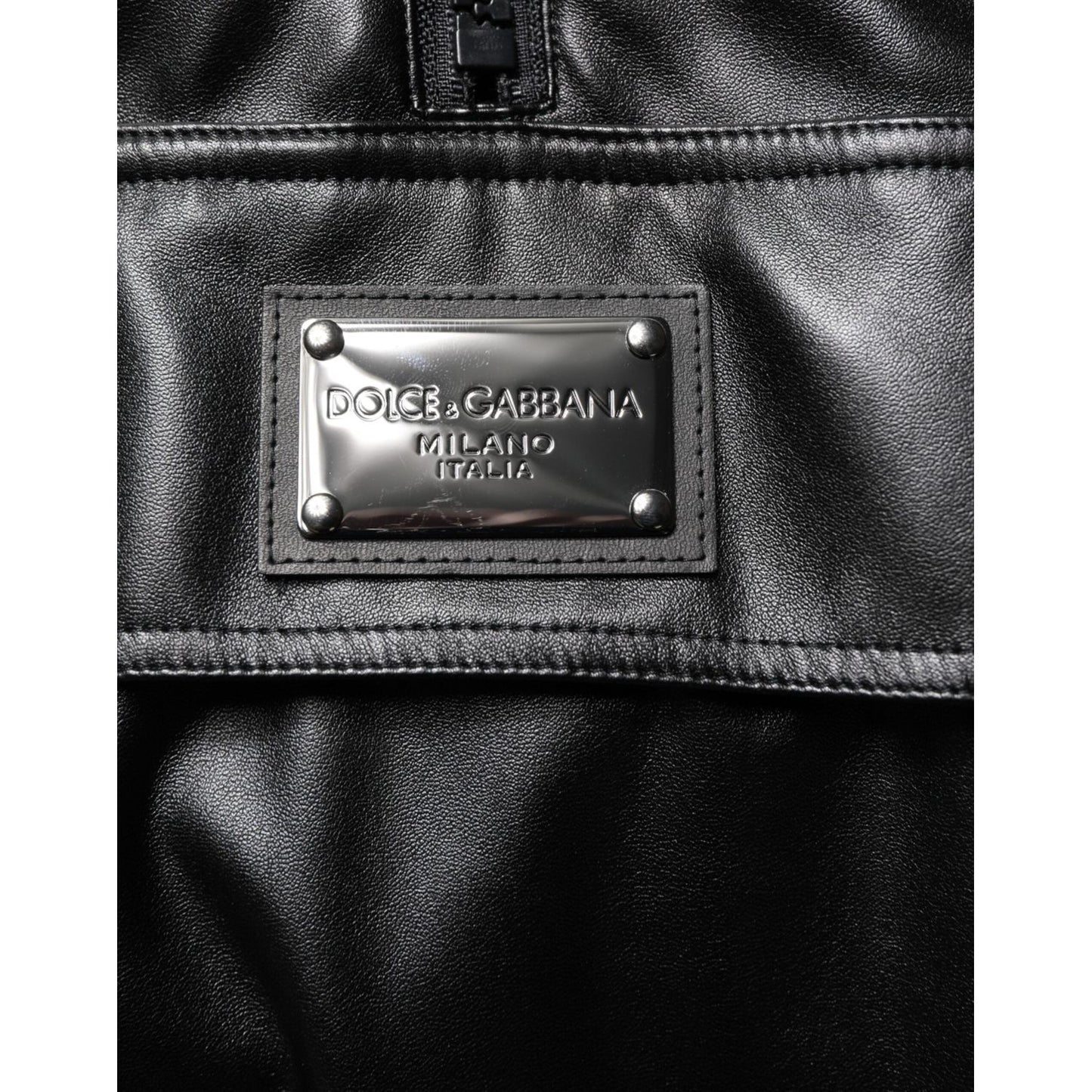 Dolce & Gabbana Black Polyester Logo Plaque Bomber Jacket