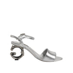 Dolce & Gabbana Silver Leather DG Heels Keira Sandals Shoes LA12745-37.5