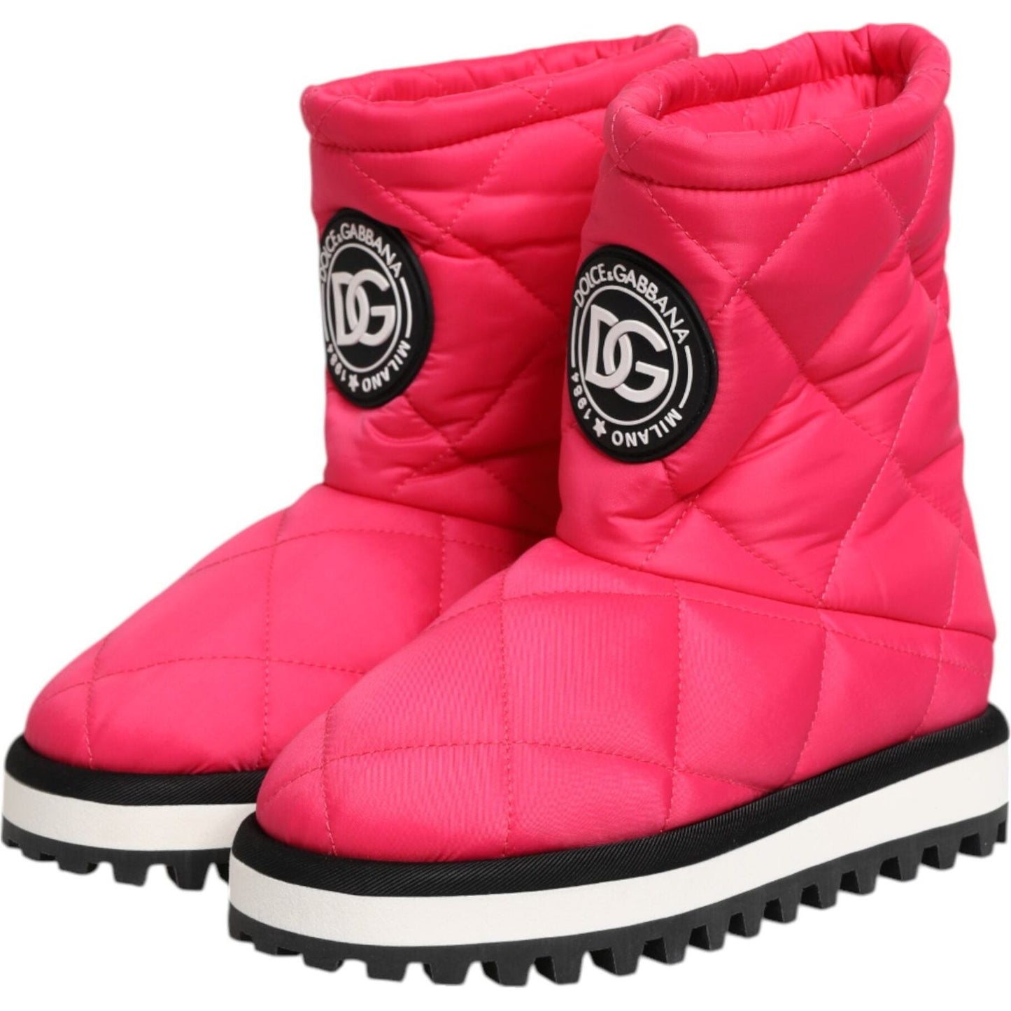 Dolce & Gabbana Pink White Viscose Padded Mid Calf Boots Shoes LA12812-35