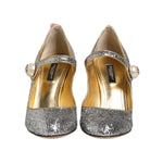 Dolce & Gabbana Silver Glitter Mink Fur VALLY Pump Shoes LA12827-37