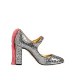 Dolce & Gabbana Silver Glitter Mink Fur VALLY Pump Shoes LA12827-37