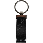 Dolce & Gabbana Black Leather Logo Metal Ring Keychain Holder Men Keyring SMY10704