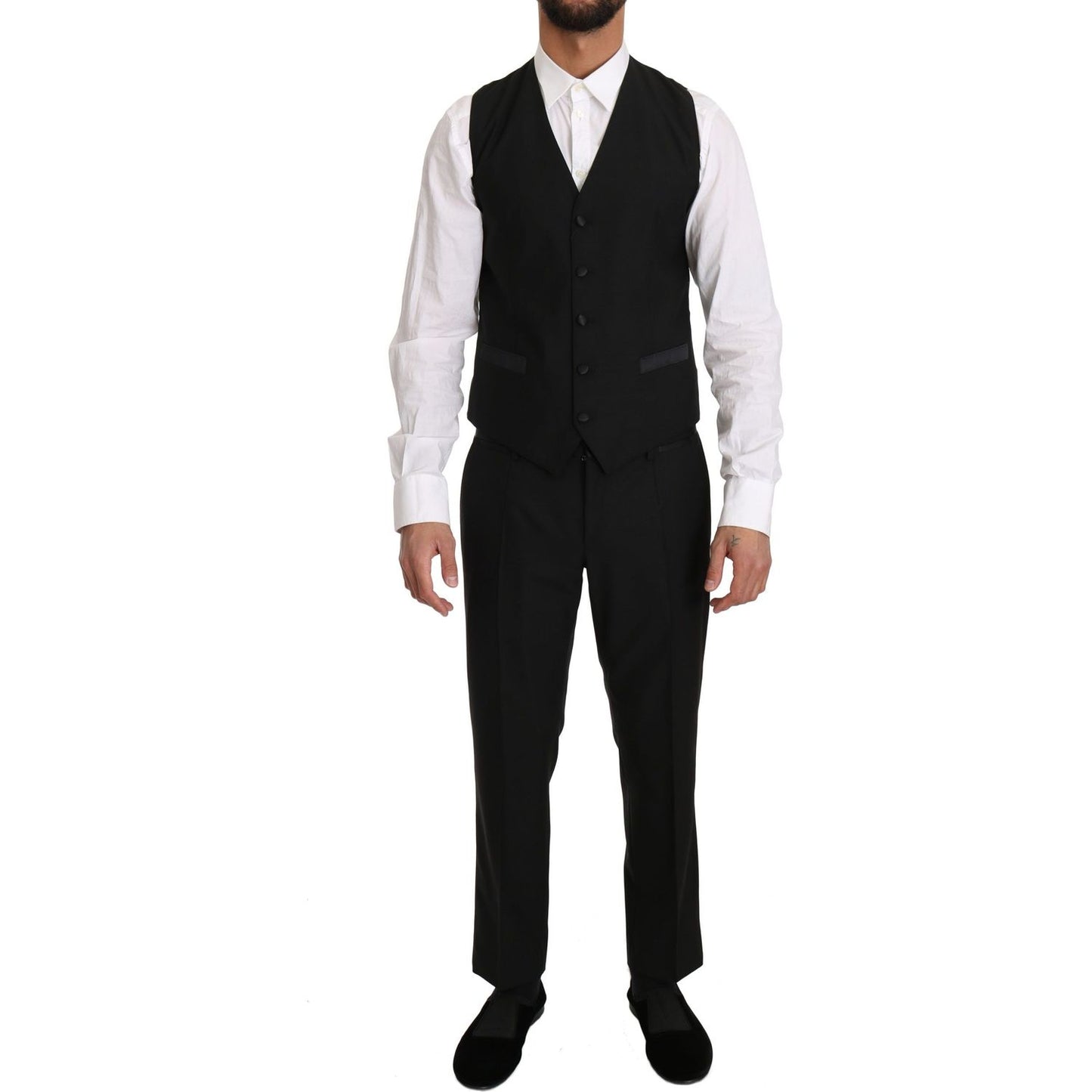 Dolce & Gabbana Sleek Black Slim Fit Formal Vest Dolce & Gabbana Black