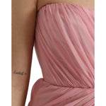 Dolce & Gabbana Pink Silk Strapless Maxi A-line Gown Dress