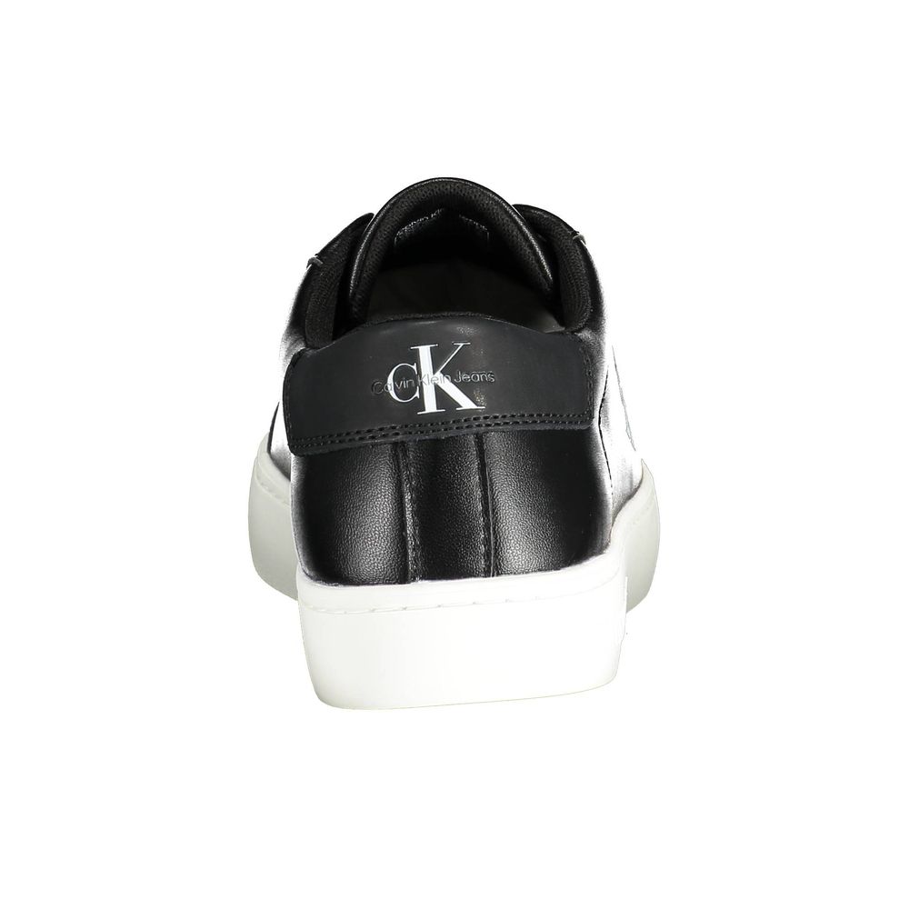 Rear view of a Calvin Klein Black Polyester Sneaker with contrasting details and logo.