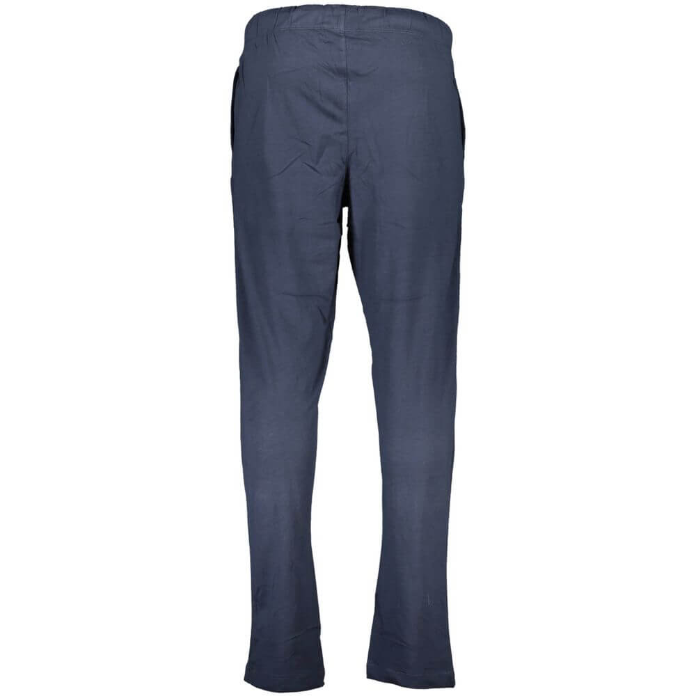 Gianmarco Venturi Blue Cotton Pant with elastic waist, laces, two pockets, contrasting details, and logo embroidery.