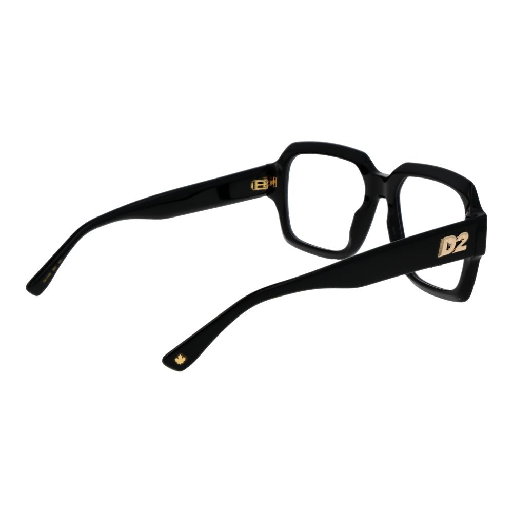 Dsquared² Black Acetate Glasses (Frames) with full-rim square style and demo lenses, featuring a sleek black acetate frame.