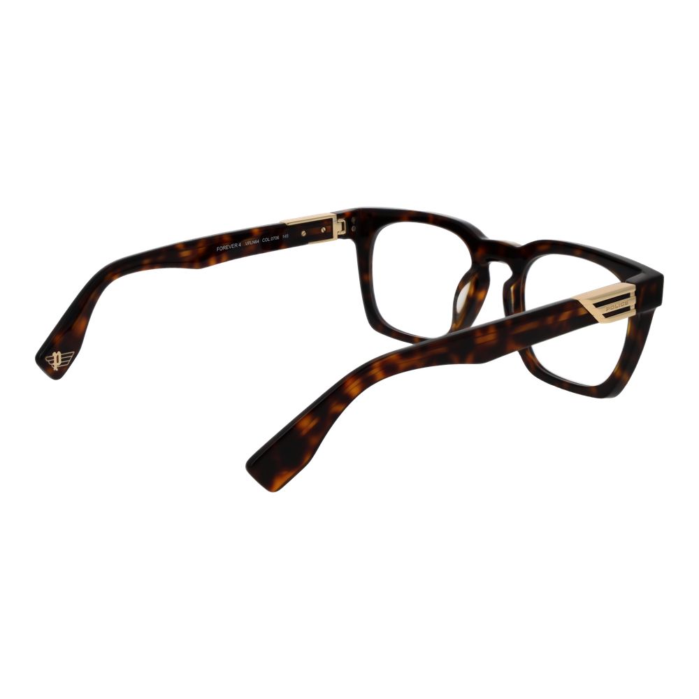 Police Brown Cellulose Acetate Glasses (Frames) for men, full-rim square style with demo lenses, brown cellulose acetate frame.