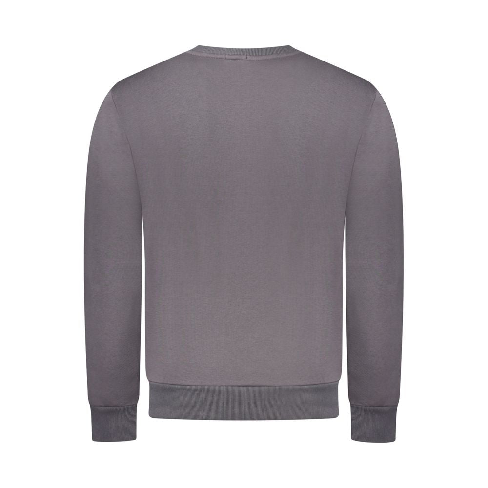 Rifle Gray Cotton Sweatshirt with long sleeves and crew neck, featuring logo detail on the back view. Ideal casual wear.