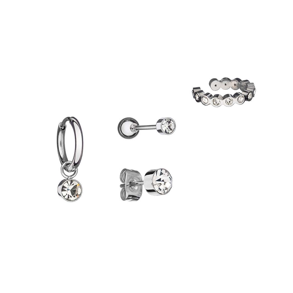 Elegant AN JEWELS JEWELRY Mod. AB.EP044 earrings and bracelet set with sparkling stones.