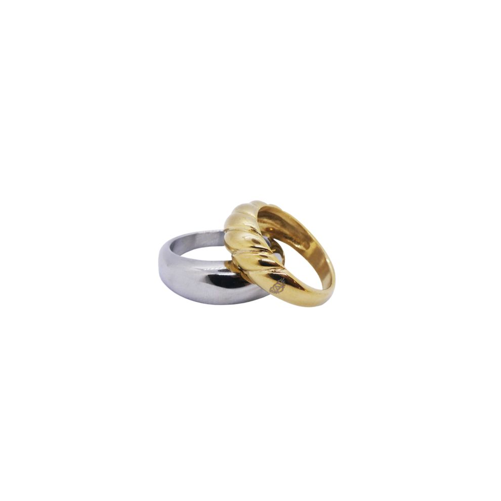 Two elegant rings from AN JEWELS JEWELRY Mod. AL.R1MW23G-9 in silver and gold.