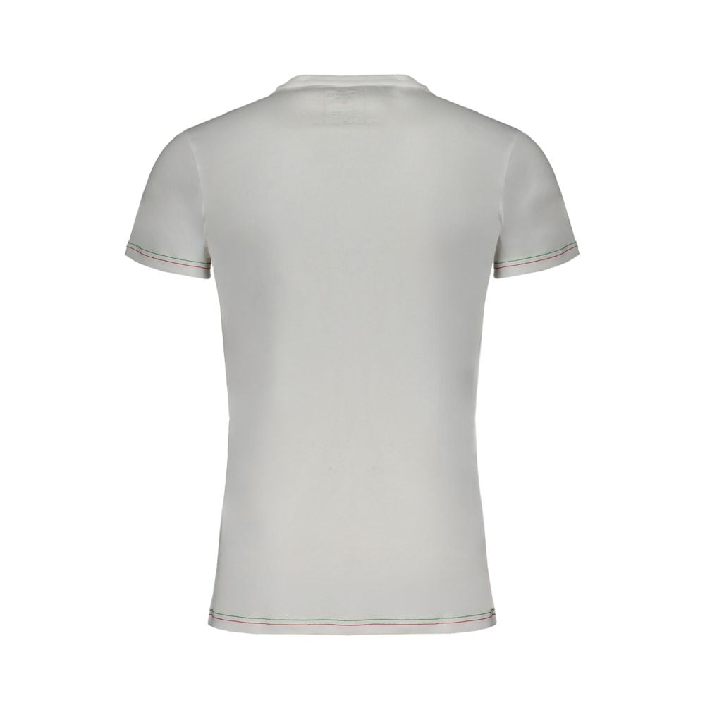 Back view of Aeronautica Militare White Cotton T-Shirt with contrast details and short sleeves.