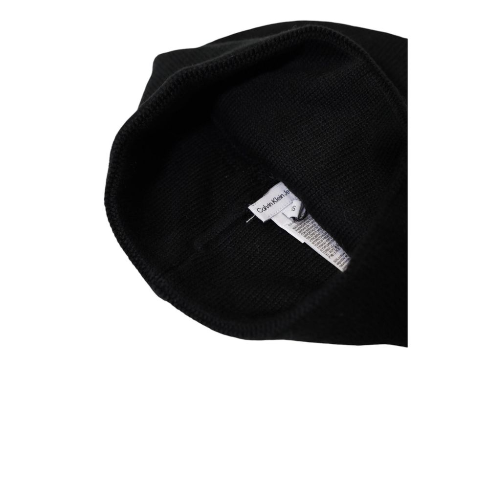 Inside view of Calvin Klein Jeans Black Cotton Cap (Baseball Hat) showing tag detail.