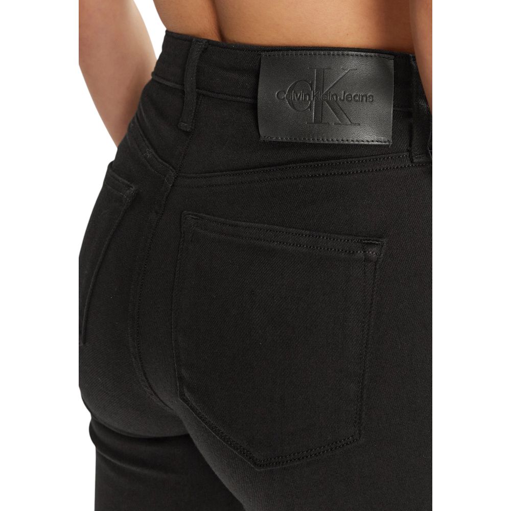 Back view of Calvin Klein Jeans Black Cotton Skinny Jeans with logo on waistband.